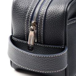 E.Marinella BEAUTY CASE DA UOMO BLU In pelle martellata Outlet