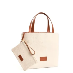 E.Marinella BORSA BEACH In canvas e pelle liscia Best