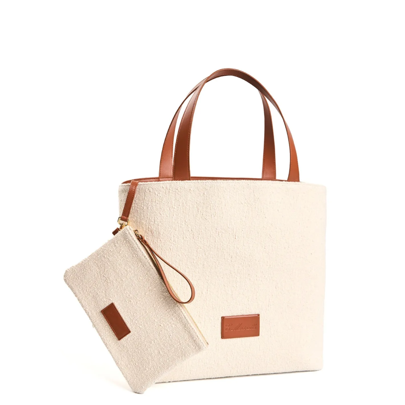 E.Marinella BORSA BEACH In canvas e pelle liscia Best