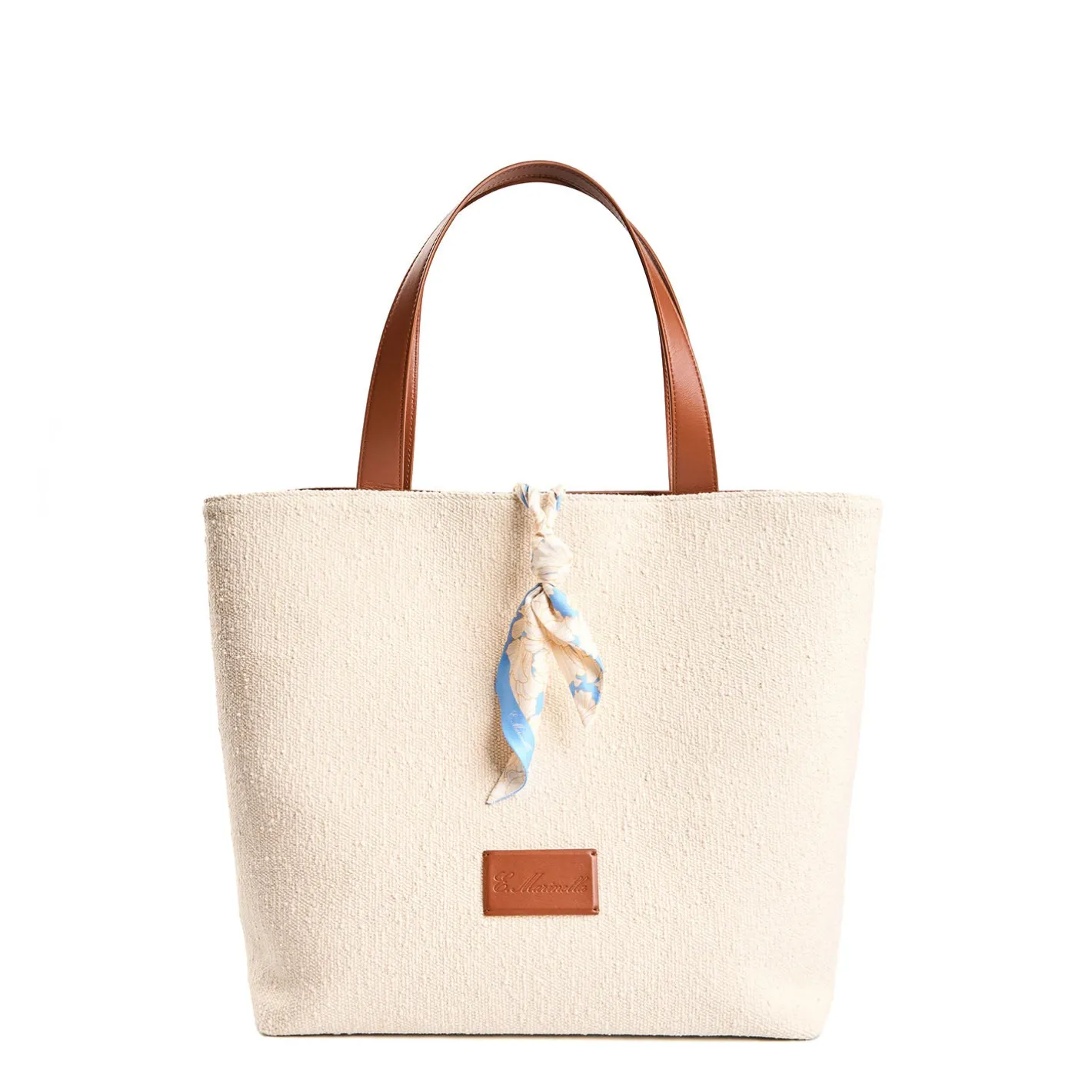 E.Marinella BORSA BEACH In canvas e pelle liscia Best
