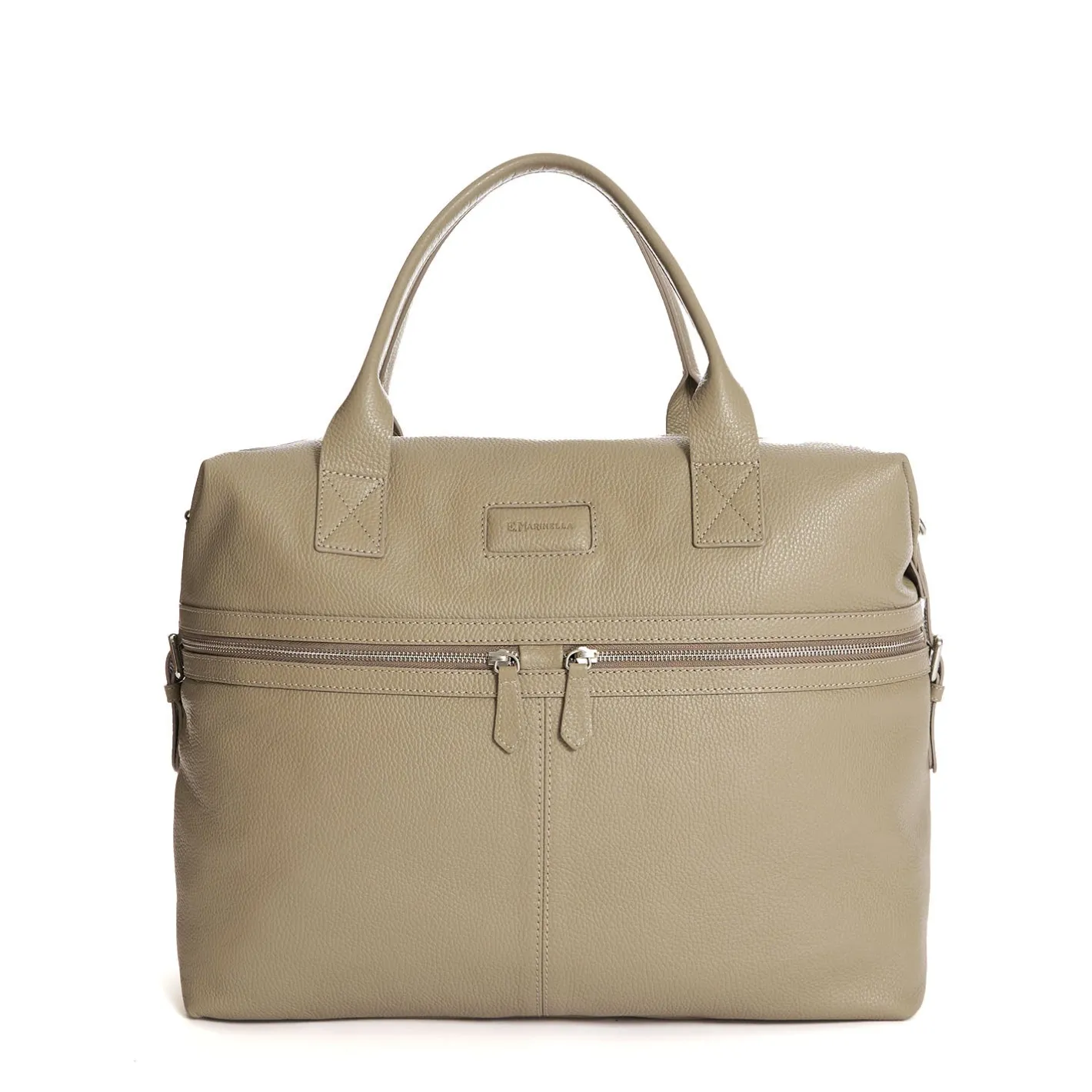 E.Marinella BORSA DA VIAGGIO BEIGE In pelle martellata New