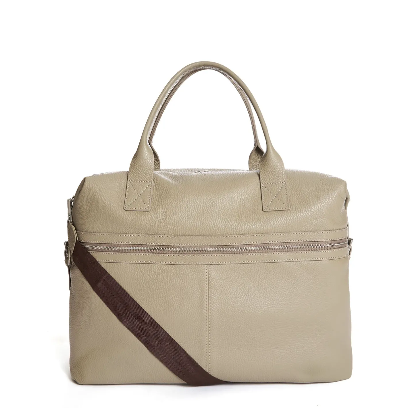 E.Marinella BORSA DA VIAGGIO BEIGE In pelle martellata New