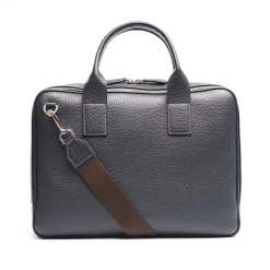 E.Marinella BORSA PORTA PC BLU In pelle martellata New