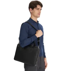 E.Marinella BORSA PORTA PC NERA In pelle martellata Hot