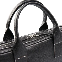 E.Marinella BORSA PORTA PC NERA In pelle martellata Hot