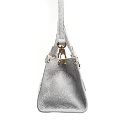 E.Marinella BORSA SHOPPING MINI AZZURRO POLVERE In pelle martellata Online