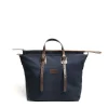 E.Marinella BORSA WEEKEND BLU SCURO In tela con rifinitute in pelle Discount