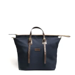 E.Marinella BORSA WEEKEND BLU SCURO In tela con rifinitute in pelle Discount