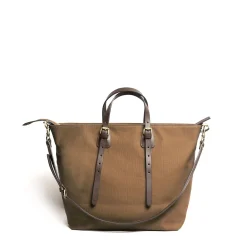 E.Marinella BORSA WEEKEND MARRONE SCURO In tela con rifiniture in pelle New