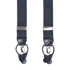 E.Marinella BRETELLE EM BLU Micro pois bianco Discount