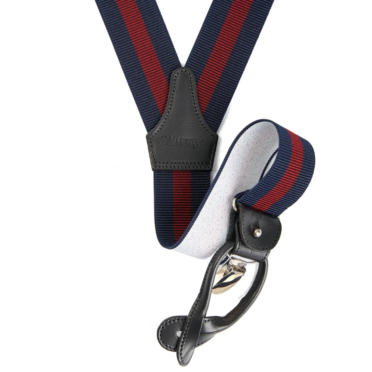 E.Marinella BRETELLE EM BLU SCURO E BORDEAUX Rigata Hot