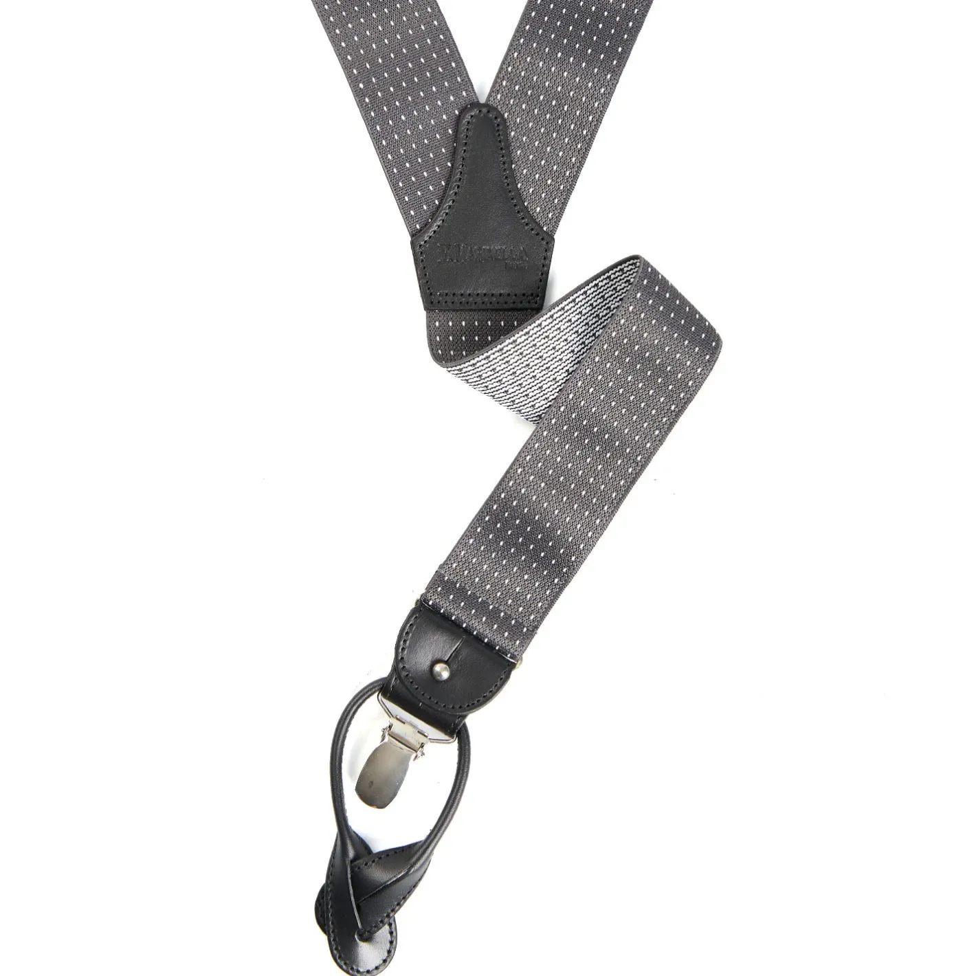 E.Marinella BRETELLE EM GRIGIE Micro pois bianco Clearance