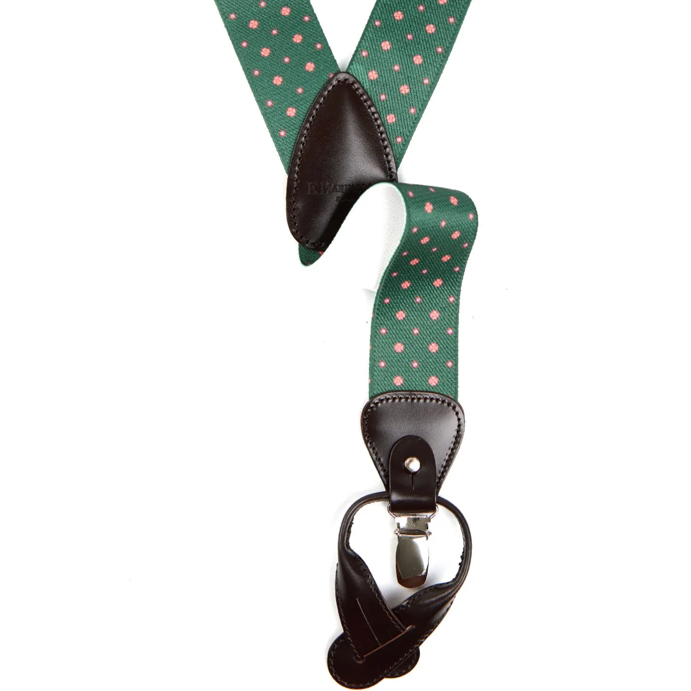 E.Marinella BRETELLE EM VERDE SCURO Microfantasia fiore Outlet