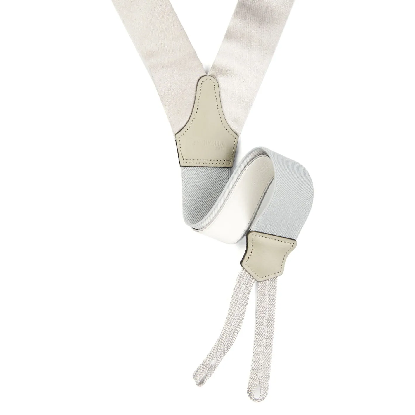 E.Marinella BRETELLE GRIGIO CHIARO In raso di seta 3,5 cm Outlet