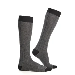 E.Marinella CALZE LUNGHE BICOLORE GRIGIO E NERO IN COTONE Tinta unita Sale