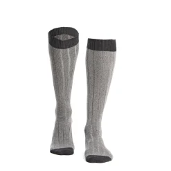E.Marinella CALZE LUNGHE BICOLORE GRIGIO CHIARO E SCURO IN COTONE Tinta unita New