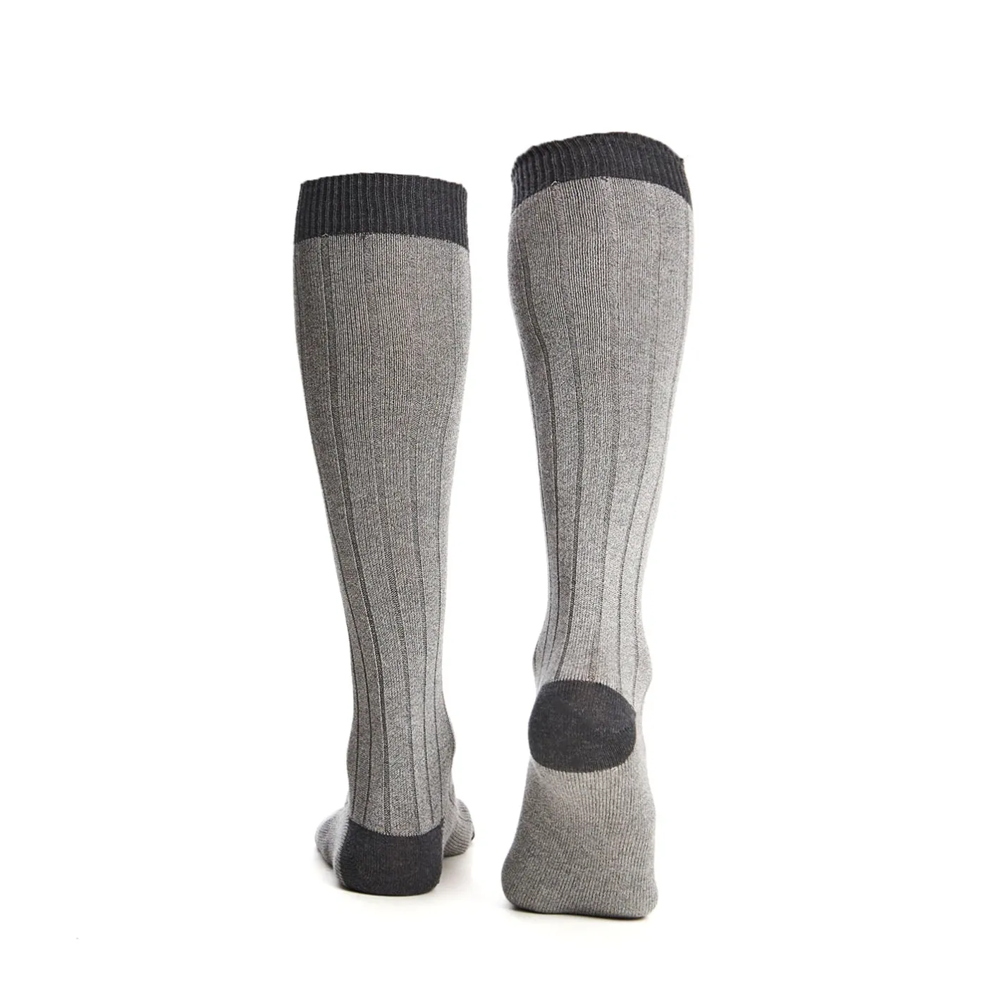 E.Marinella CALZE LUNGHE BICOLORE GRIGIO CHIARO E SCURO IN COTONE Tinta unita New