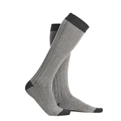 E.Marinella CALZE LUNGHE BICOLORE GRIGIO CHIARO E SCURO IN COTONE Tinta unita New