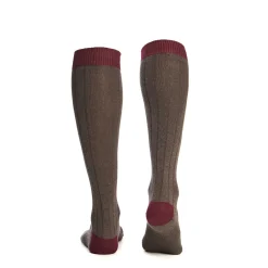 E.Marinella CALZE LUNGHE BICOLORE MARRONE E BORDEAUX IN COTONE Tinta unita