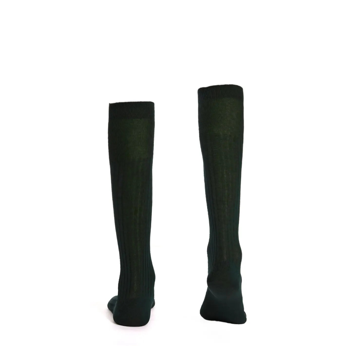 E.Marinella CALZINO LUNGO A COSTE VERDE SCURO In filo di scozia Clearance