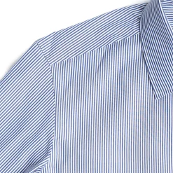 E.Marinella CAMICIA CLASSICA A RIGHE BIANCO E BLU SLIM In cotone popeline New