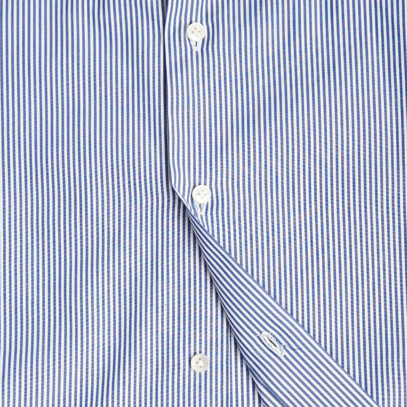 E.Marinella CAMICIA CLASSICA A RIGHE BIANCO E BLU SLIM In cotone popeline New