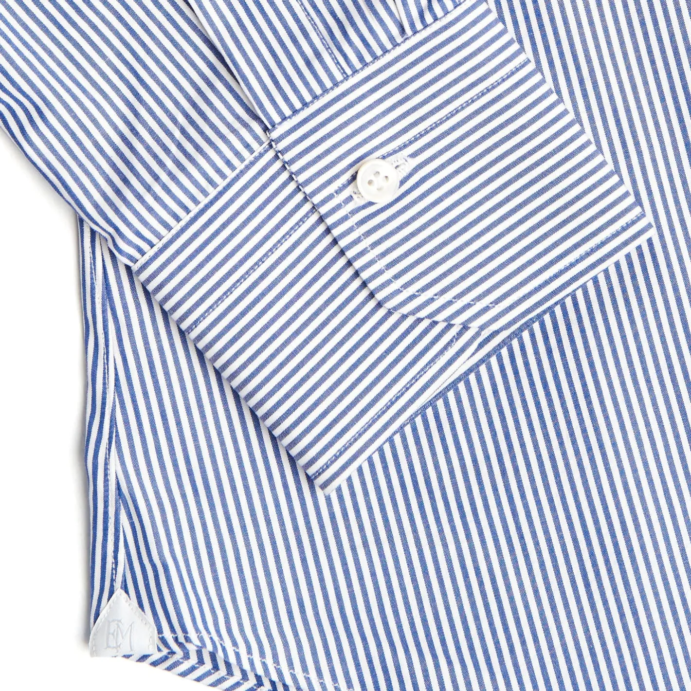 E.Marinella CAMICIA CLASSICA A RIGHE BIANCO E BLU SLIM In cotone popeline New