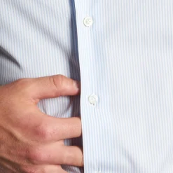 E.Marinella CAMICIA CLASSICA A RIGHE BIANCO E AZZURRO SLIM In cotone popeline Discount