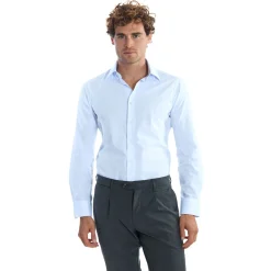 E.Marinella CAMICIA CLASSICA AZZURRA SLIM In cotone popeline Hot