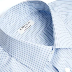 E.Marinella CAMICIA CLASSICA DOPPIA RIGA SLIM In cotone popeline New