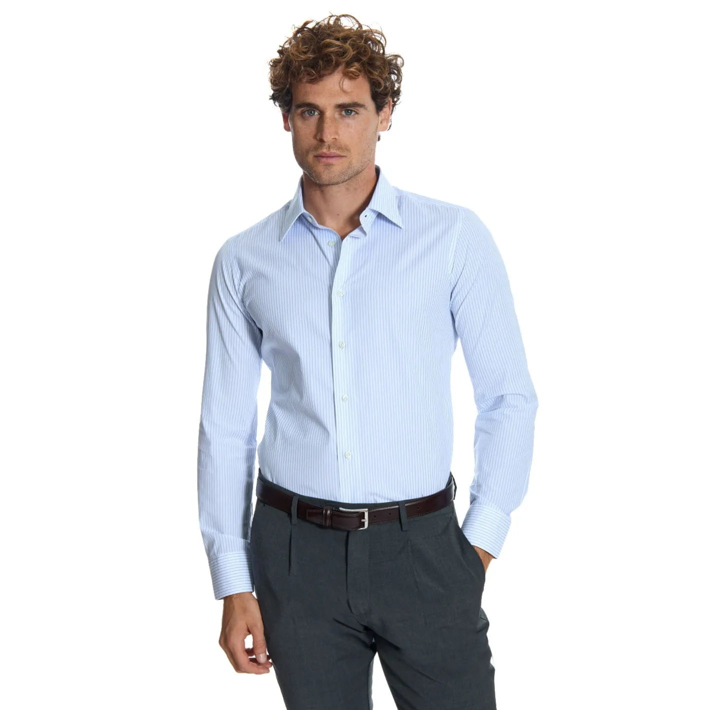 E.Marinella CAMICIA CLASSICA DOPPIA RIGA SLIM In cotone popeline New
