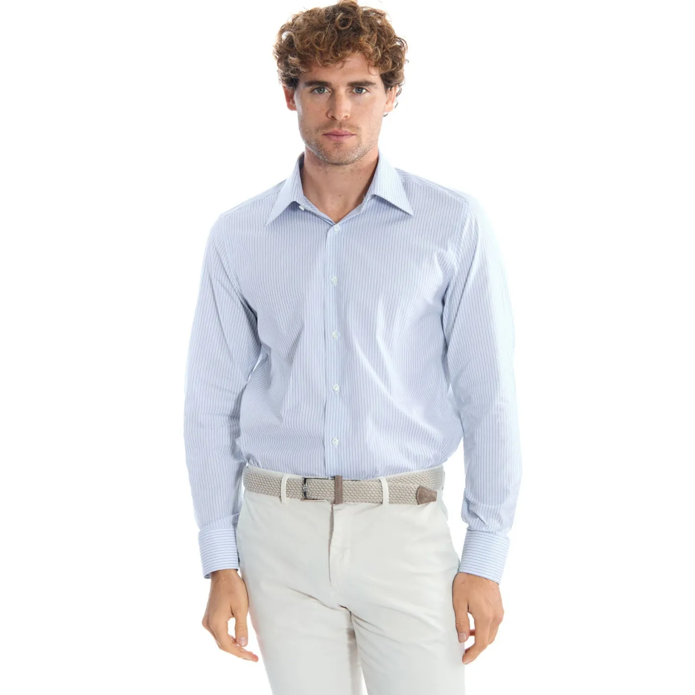 E.Marinella CAMICIA CLASSICA DOPPIA RIGA REGULAR In cotone popeline Sale