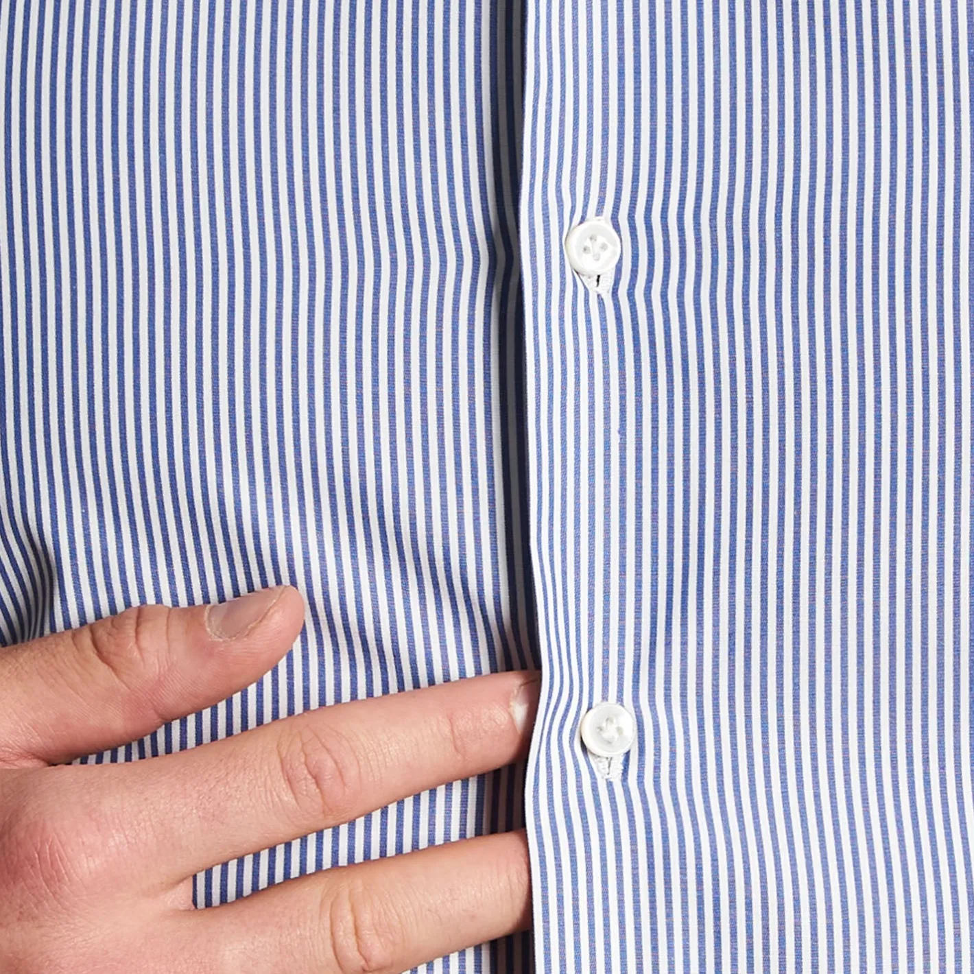 E.Marinella CAMICIA CLASSICA RIGHE BIANCO E BLU REGULAR In cotone popeline Outlet
