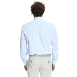 E.Marinella CAMICIA CLASSICA RIGHE BIANCO E AZZURRO REGULAR In cotone popeline Online