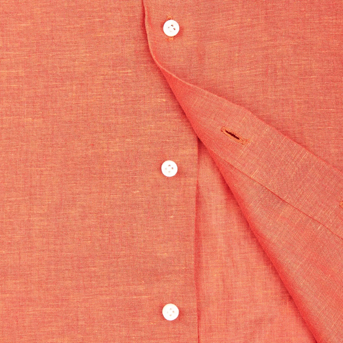 E.Marinella CAMICIA IN LINO ARANCIONE Con bottoni in madreperla Outlet