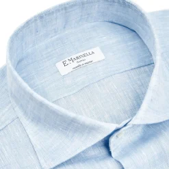 E.Marinella CAMICIA IN LINO AZZURRA Con bottoni in madreperla Online