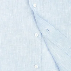 E.Marinella CAMICIA IN LINO AZZURRA Con bottoni in madreperla Online
