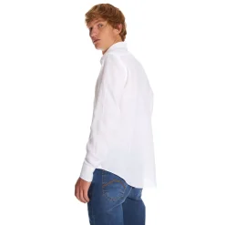 E.Marinella CAMICIA IN LINO BIANCA Con bottoni in madreperla Sale