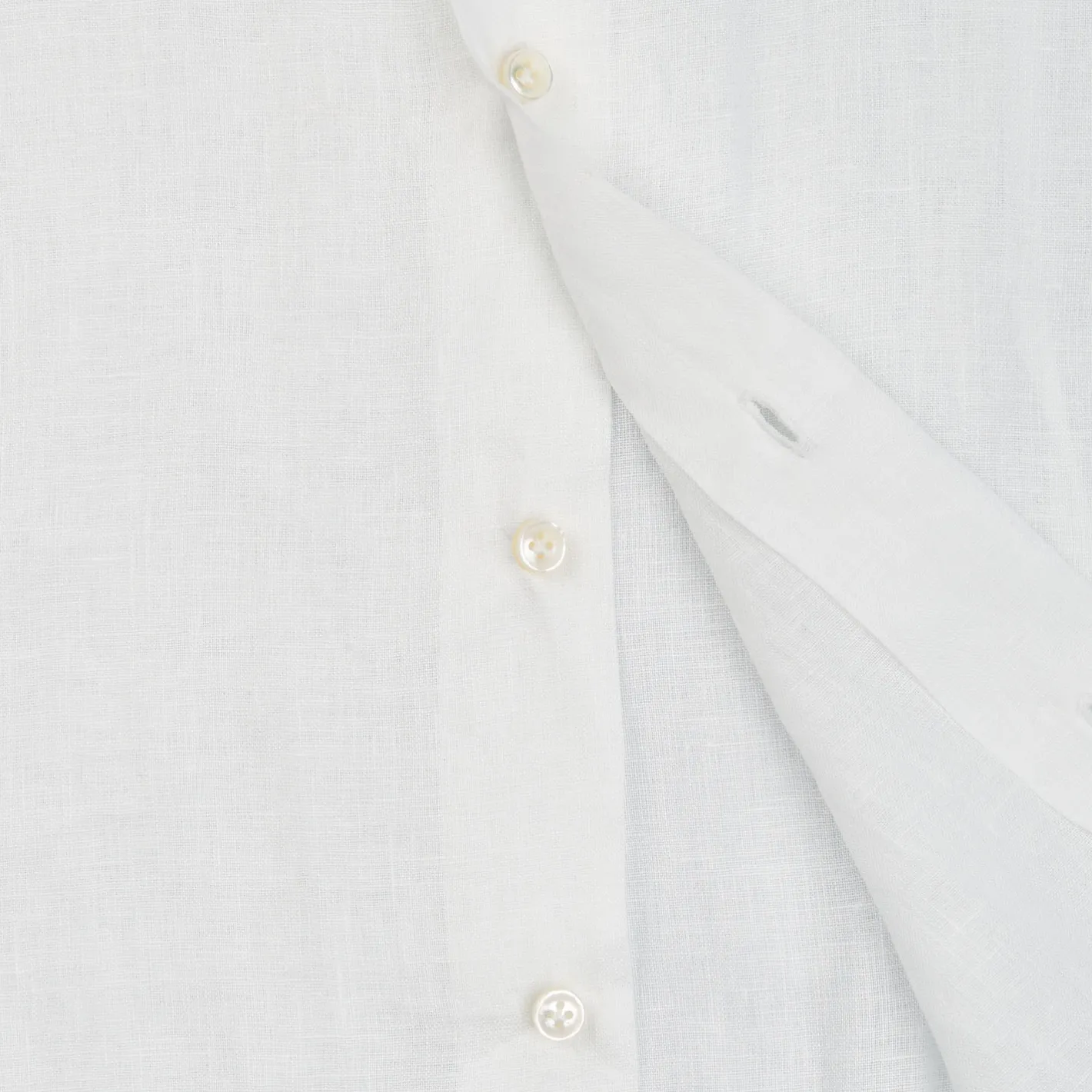 E.Marinella CAMICIA IN LINO BIANCA Con bottoni in madreperla Sale