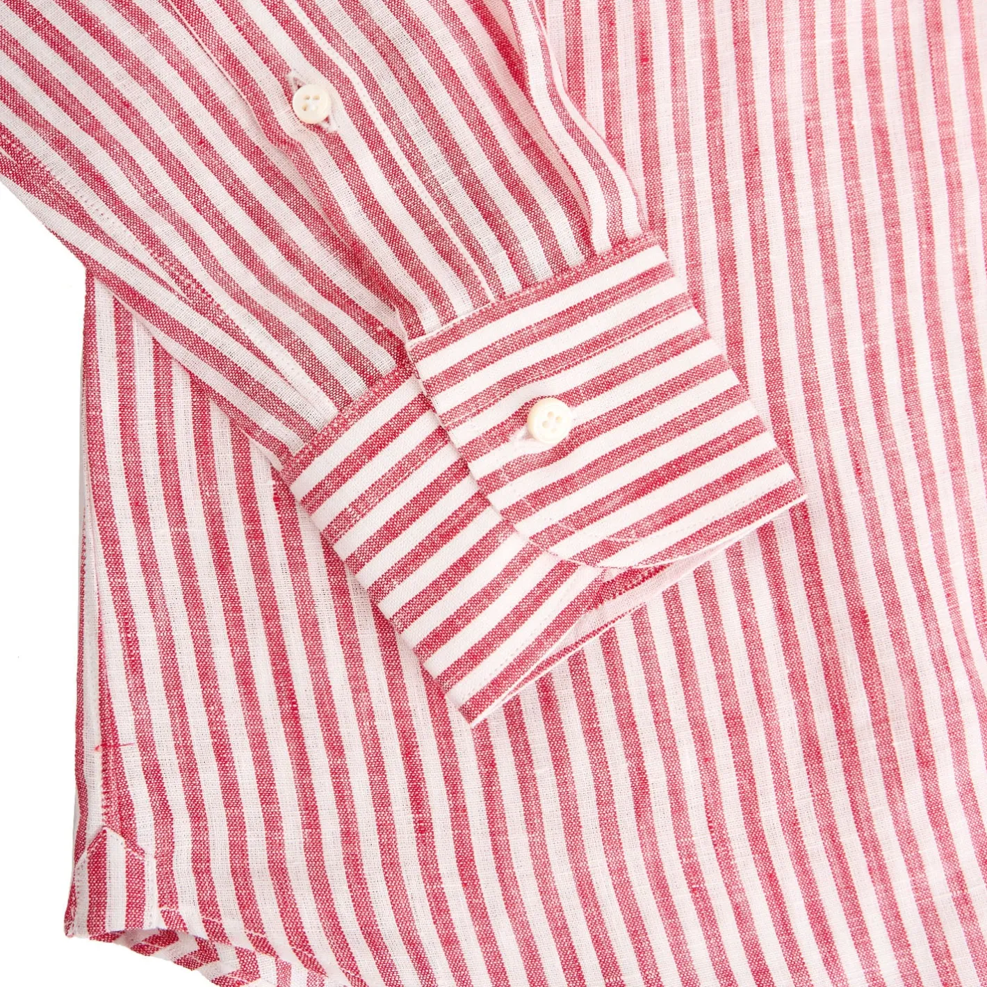 E.Marinella CAMICIA IN LINO BIANCA E BORDEAUX Rigata Online