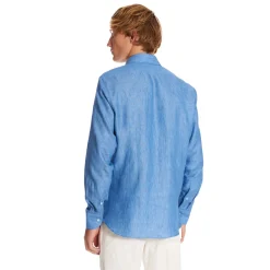 E.Marinella CAMICIA IN LINO BLUETTE Con bottoni in madreperla Discount