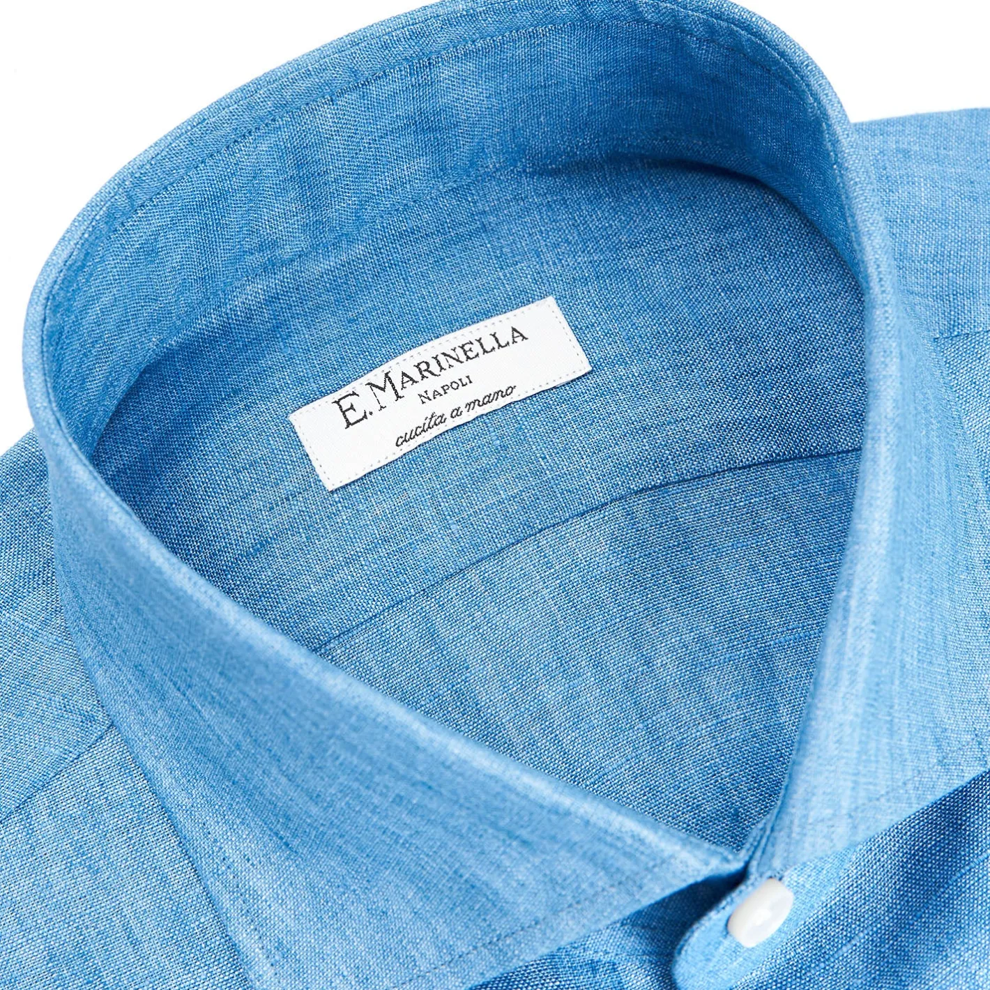 E.Marinella CAMICIA IN LINO BLUETTE Con bottoni in madreperla Discount