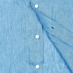 E.Marinella CAMICIA IN LINO BLUETTE Con bottoni in madreperla Discount