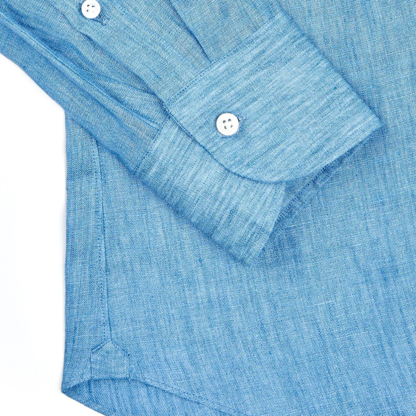 E.Marinella CAMICIA IN LINO BLUETTE Con bottoni in madreperla Discount