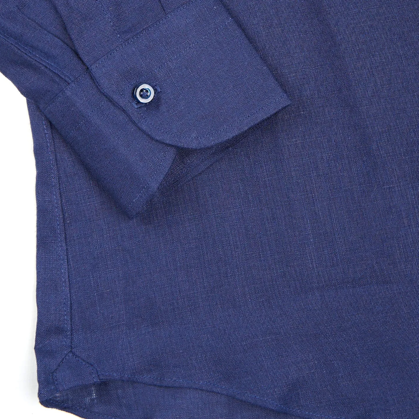 E.Marinella CAMICIA IN LINO BLU NOTTE Con bottoni in madreperla Hot