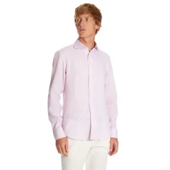 E.Marinella CAMICIA IN LINO LILLA Con bottoni in madreperla New
