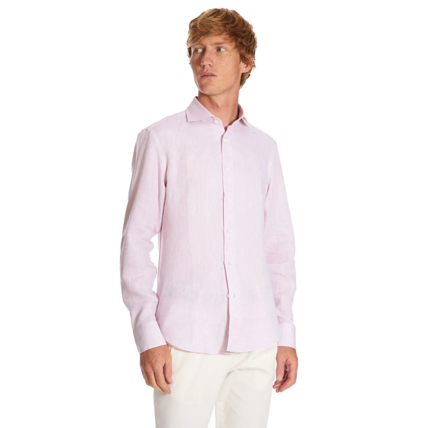 E.Marinella CAMICIA IN LINO LILLA Con bottoni in madreperla New