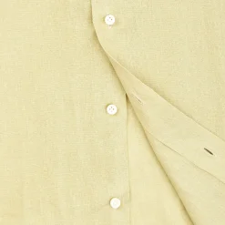 E.Marinella CAMICIA IN LINO VERDE CHIARO Con bottoni in madreperla