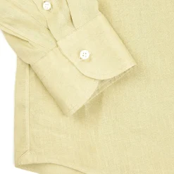 E.Marinella CAMICIA IN LINO VERDE CHIARO Con bottoni in madreperla