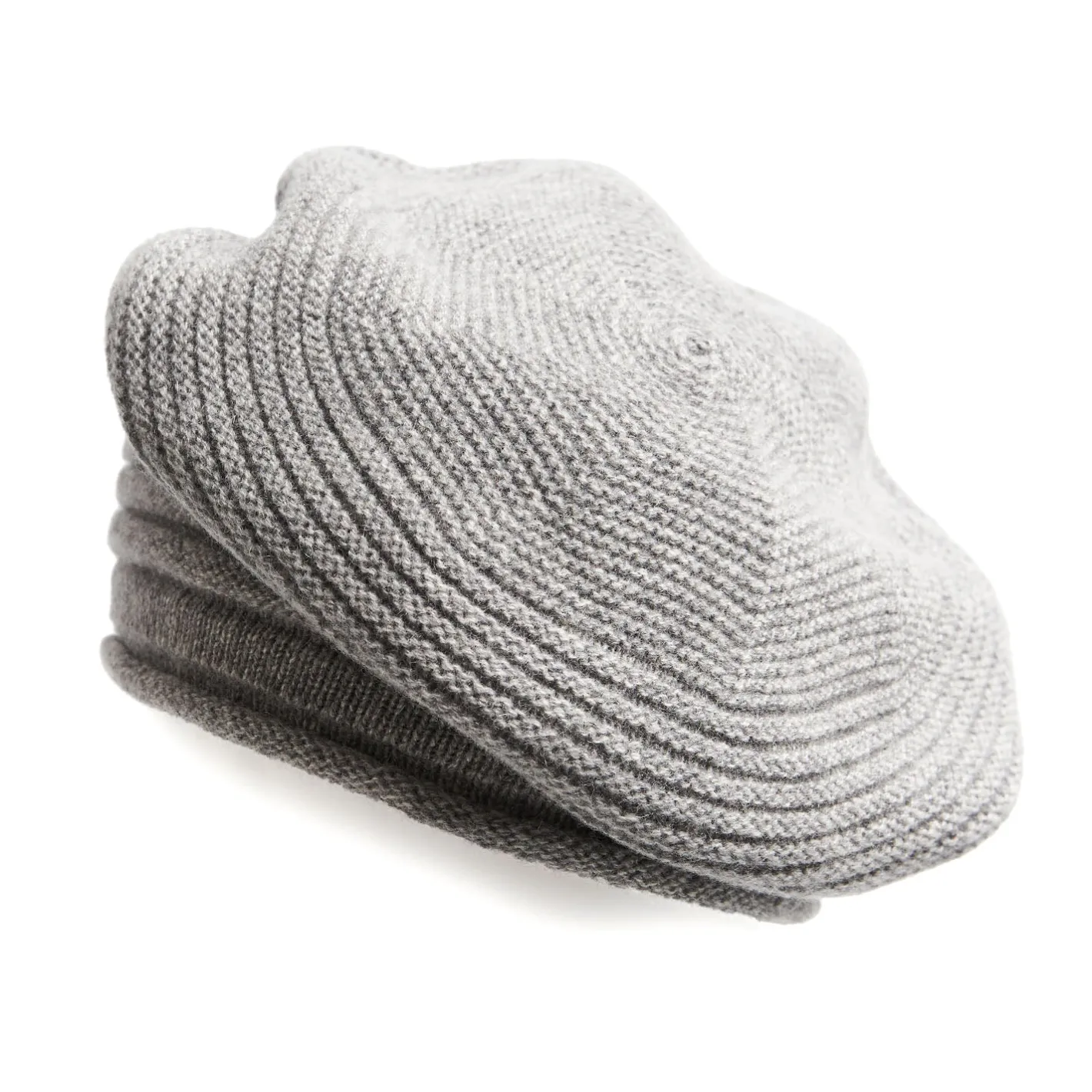 E.Marinella CAPPELLO BASCO A RIGHE GRIGIO In cashmere